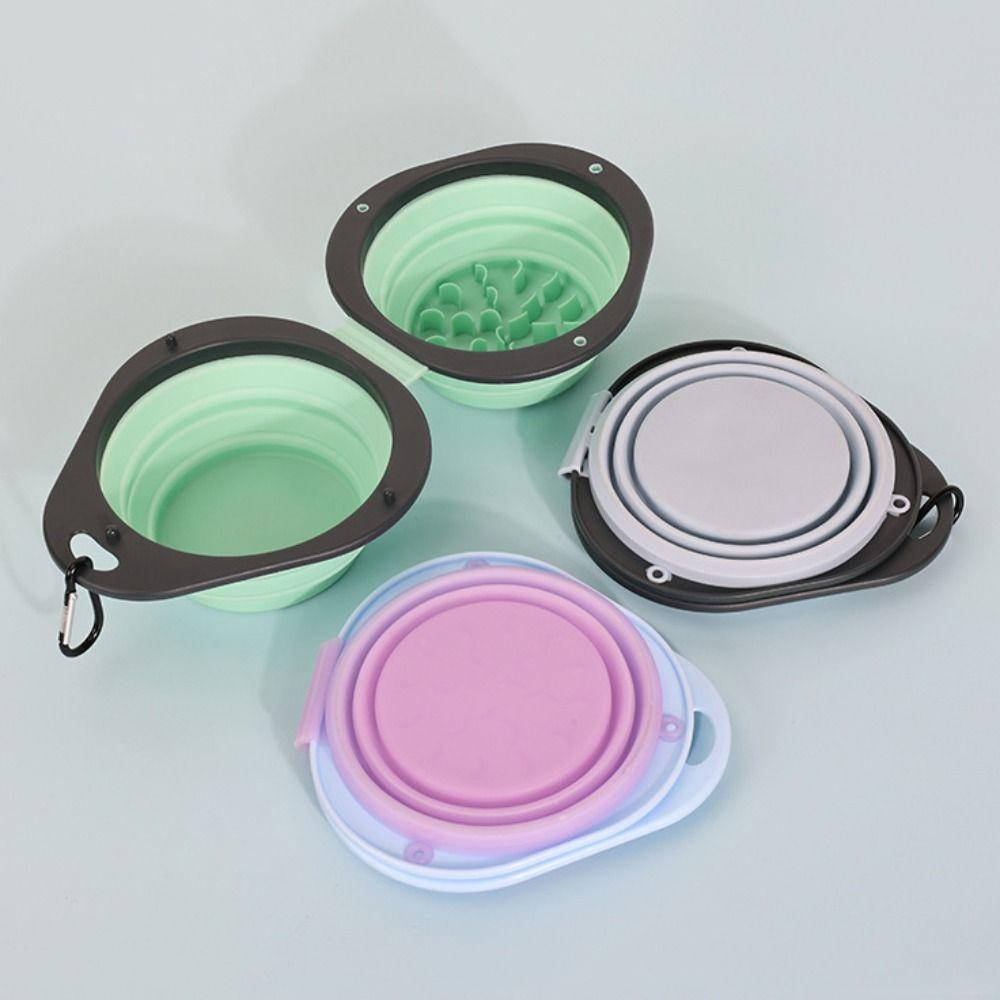 Double Bowl Collapsible Dog Dish Portable Puppy Food Container Pet Food Water Feeding Tray  Outdoor