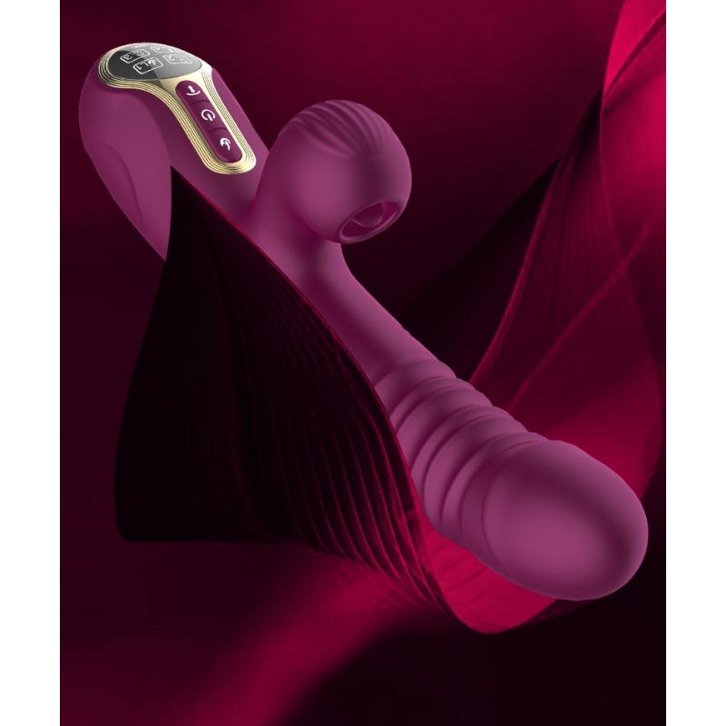 Multi-functional Telescopic Vibrator Intelligent Display Fast Piston Heating Sucking Tongue Licking Masturbator