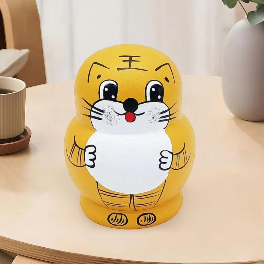 Wooden Animal Tiger Stacking Toy Animals Pattern Matryoshka Doll Toys  Boy Kids
