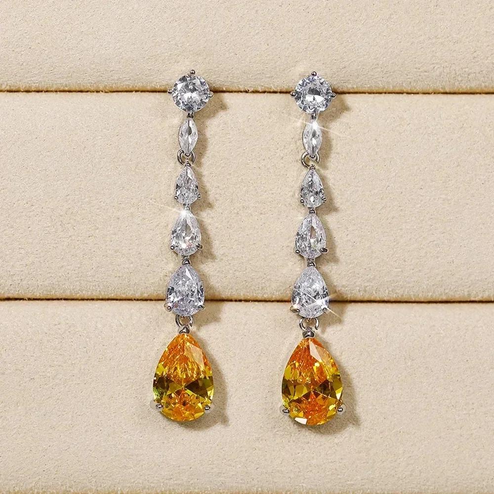 Yellow Zircon, Niche Design, Cool Style, Fresh and Elegant Accessories, High-end Trend, Personalized Fashion Earrings