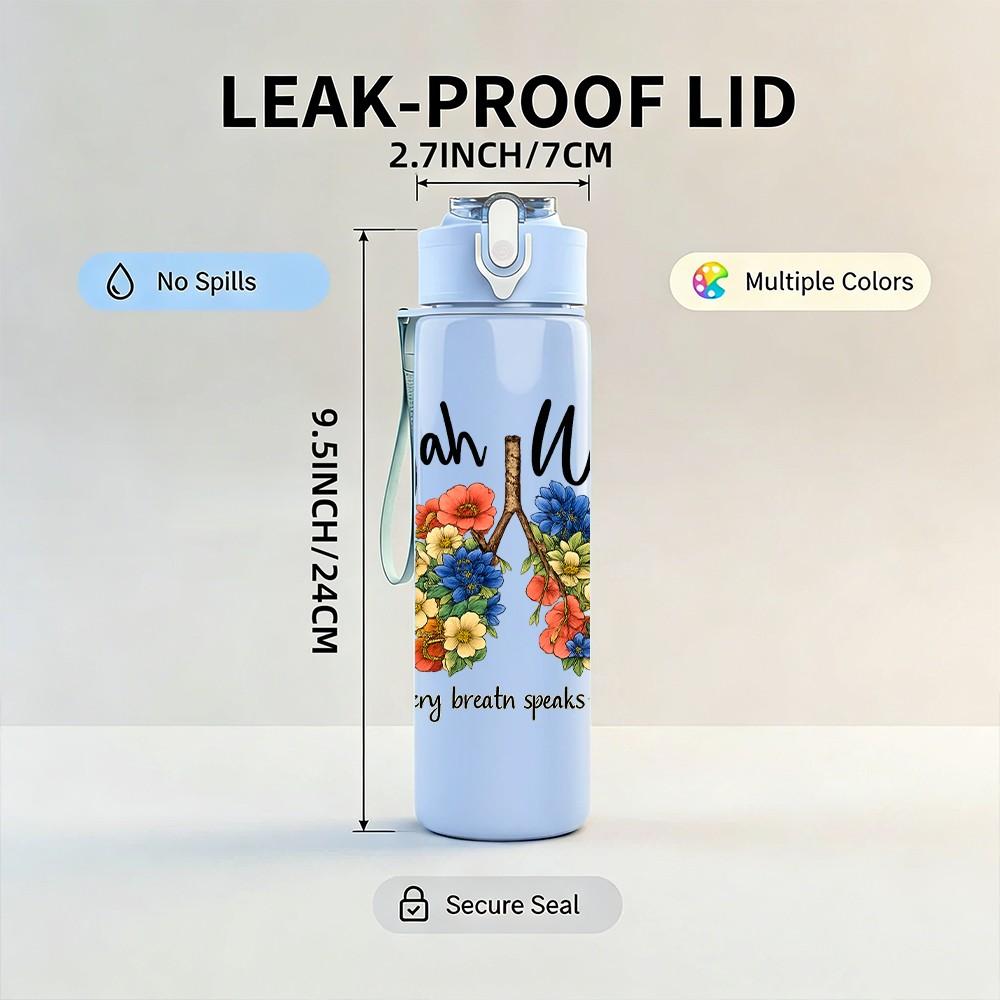 1PC You Meli Floral Wreath Text 750ml Color Plastic Sports Water Bottle Leakproof Flip Straw Lid Suitable for Sports Office Home Use
