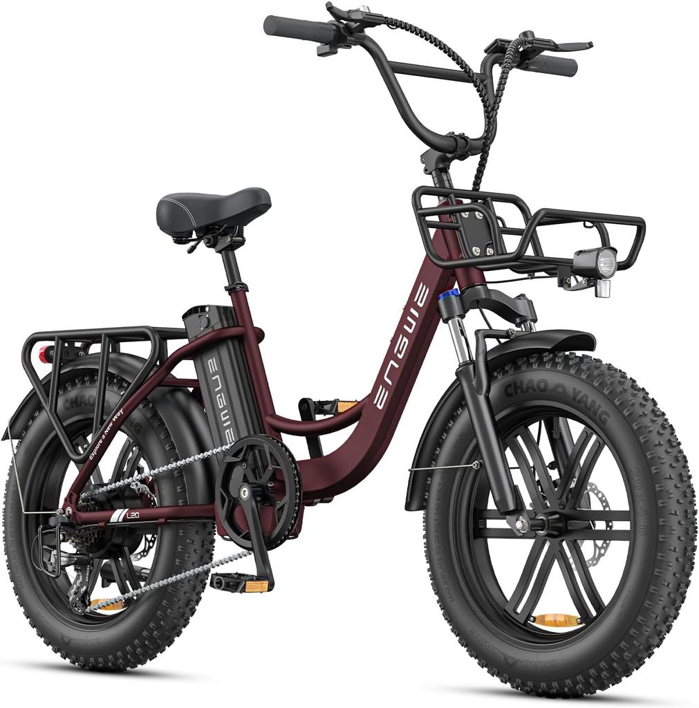 ENGWE electric bike, 250W motor, 48V 13Ah battery, 20 x 4.0 wide tires, range up to 120 km, 7 speeds, top speed 25 km/h (L20/L20 Boost mode).