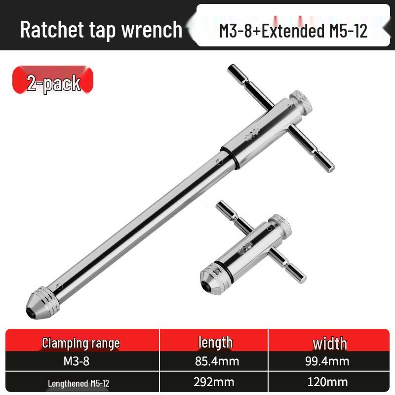 Manual Ratchet Hand Tap Wrench Set for Threading and Reaming