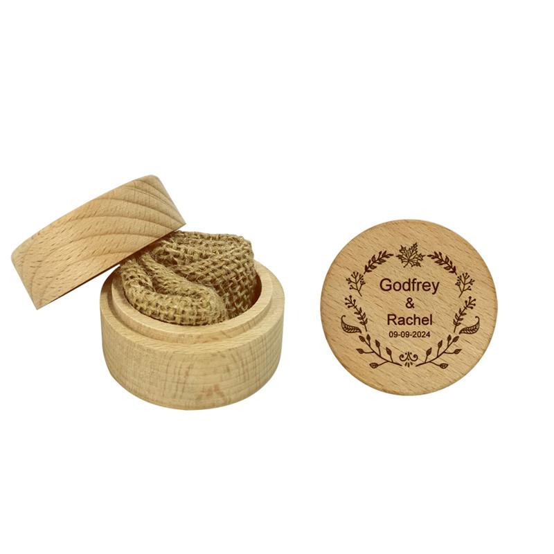 Wooden Round Ring Box Creative Carved Wedding Engagement Ring Box Arts And Crafts Jewelry Packaging Box