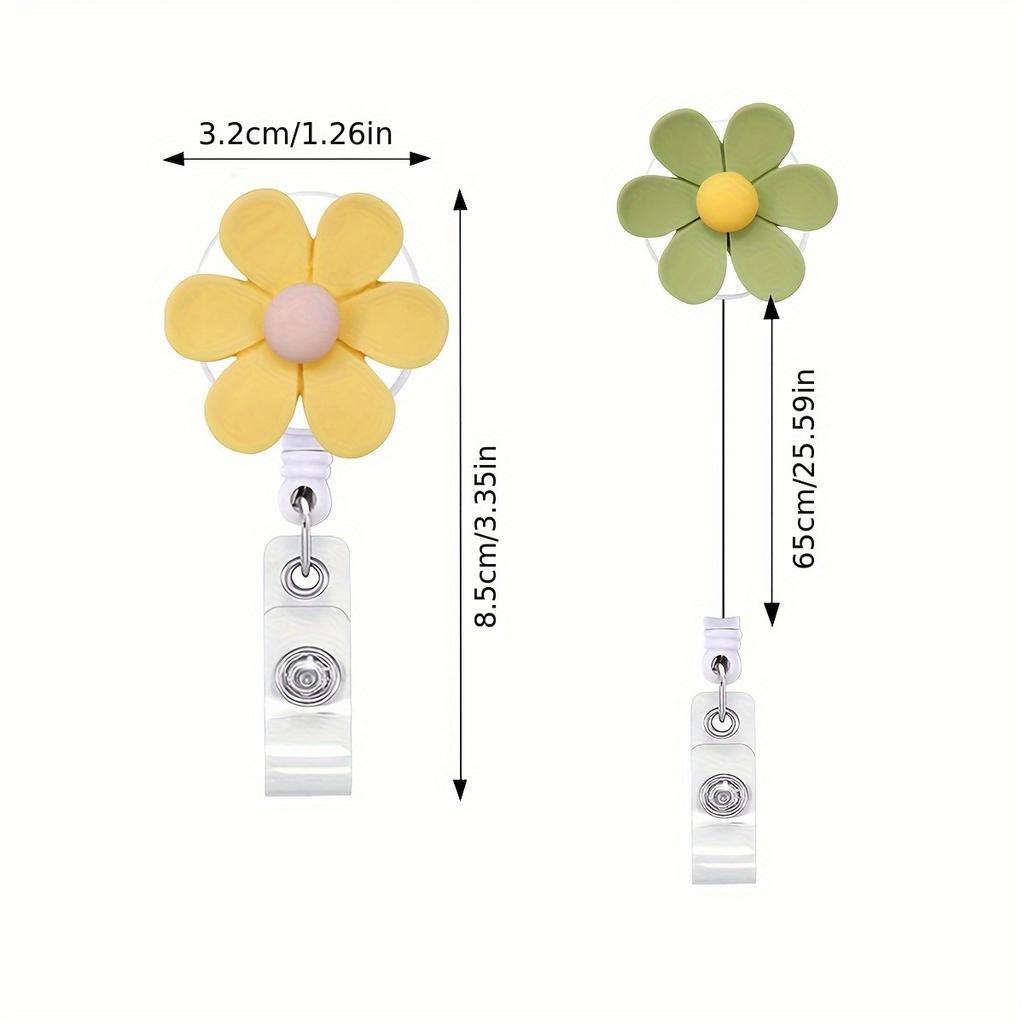 2D 1pc Colorful Flower Pull Tab Retractable Badge Reel for Doctors, Nurses, Students, Office Use, ID Holder