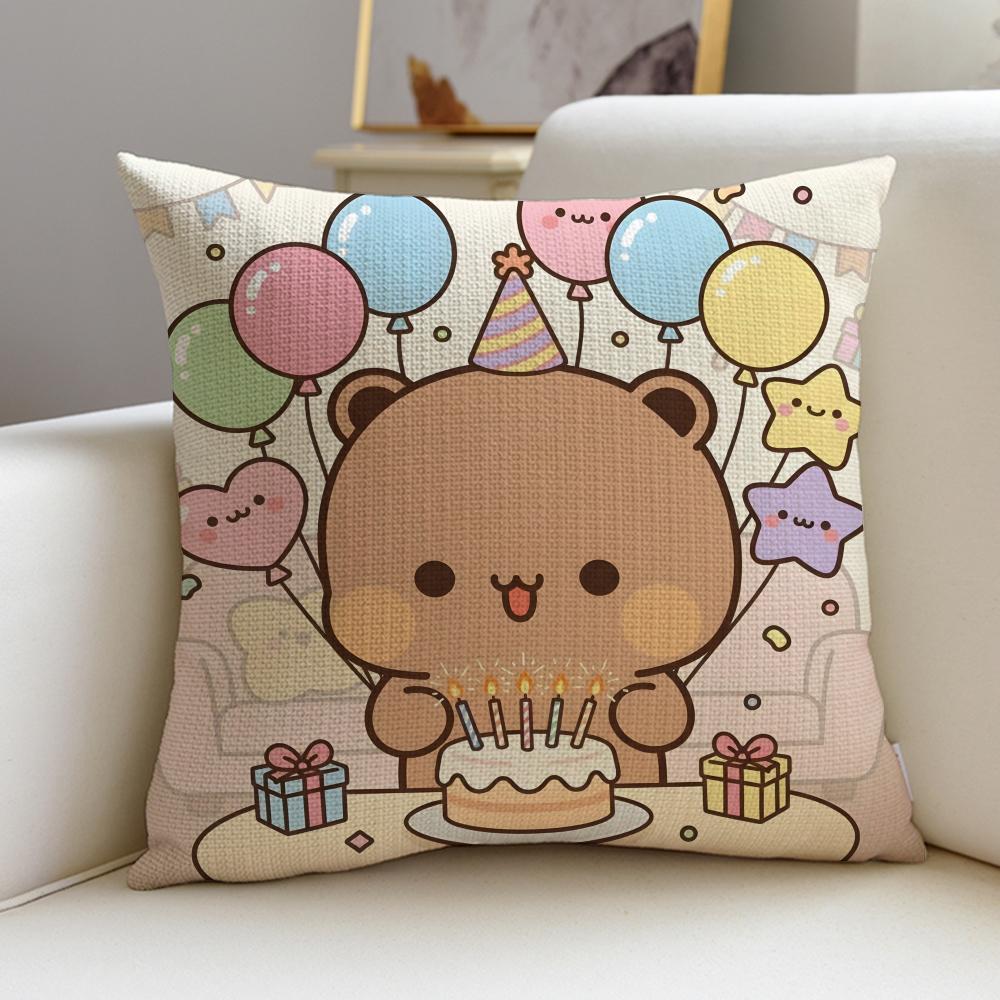 Playful YYier BubuS Cushion Cover Breathable and skinfriendly linen pillowcase square removable and washable cushion