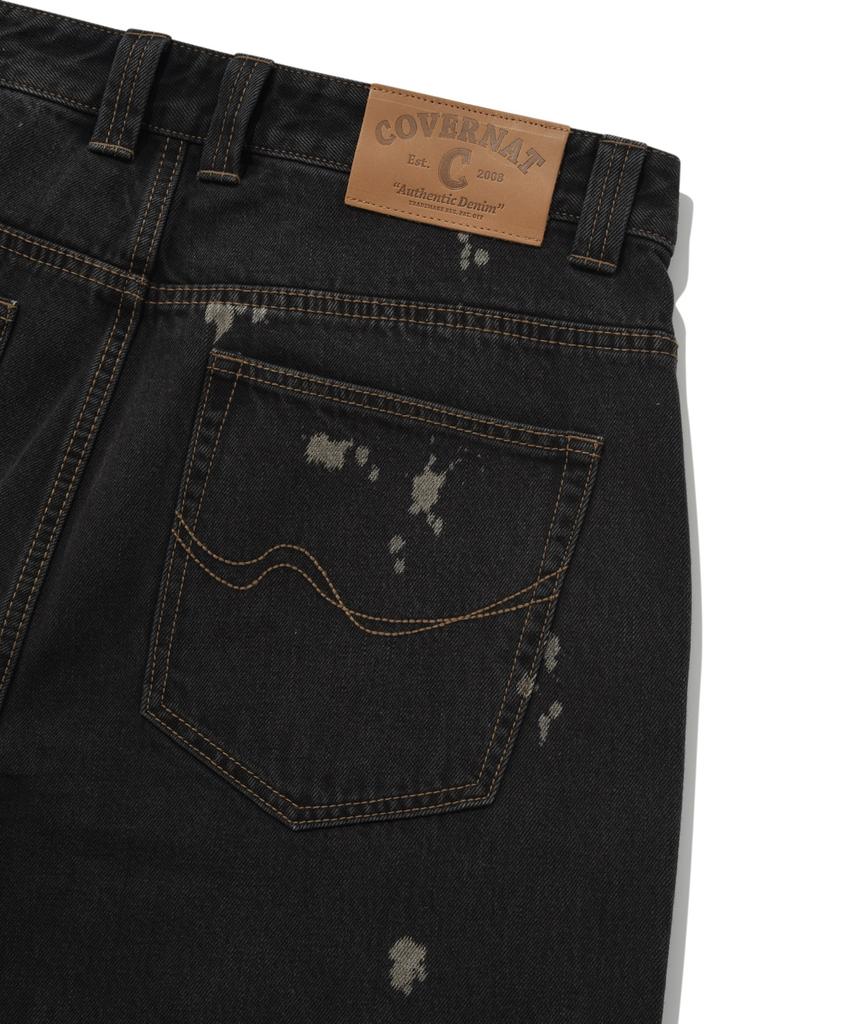 COVERNAT Denim Wide Double Knee Pants Black