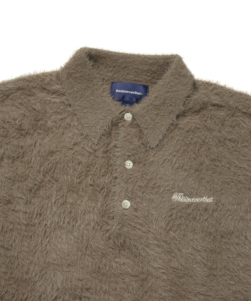 THISISNEVERTHAT Sct-Logo Shaggy Knit Polo Mud