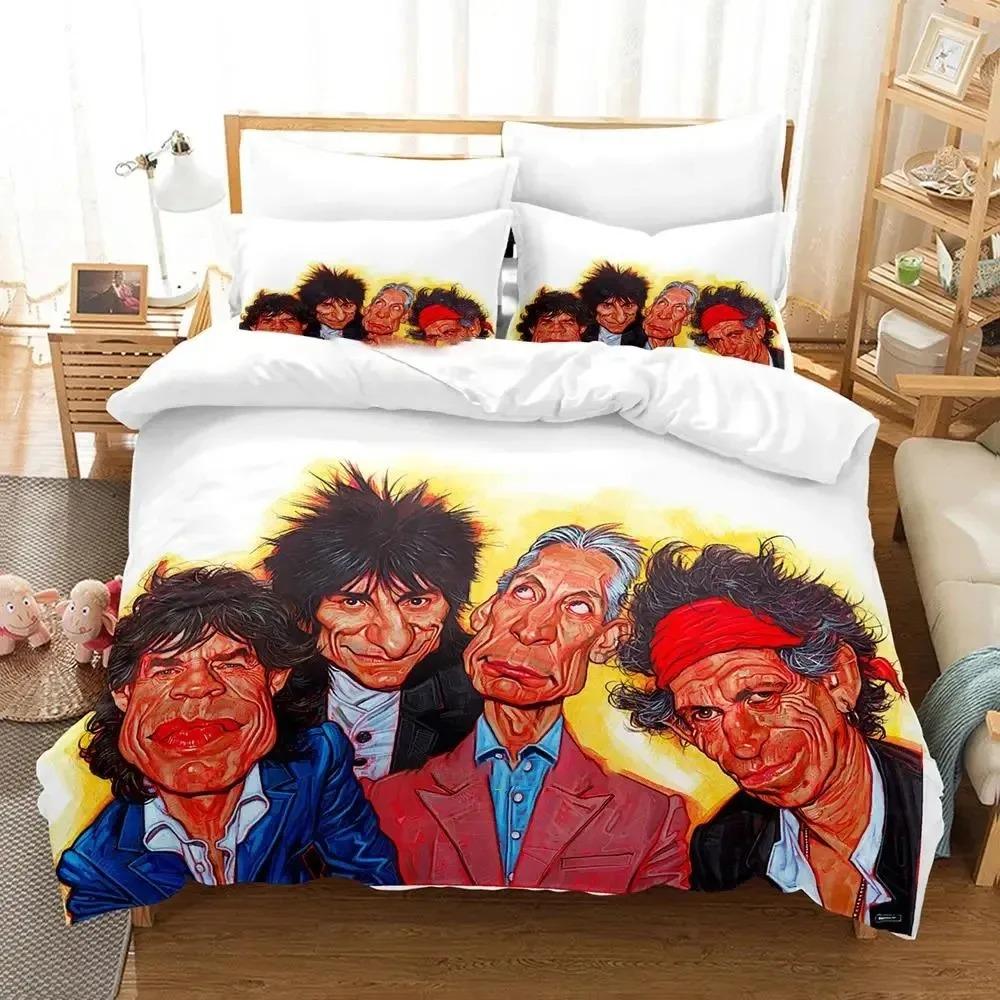 

3D Друк Логотип Rolling Stones Постільна Білизна Набір Підковдра Набір для Ліжка Покривало для Ковдри Наволочка Ковдра Розмір Кінг Квін Для Хлопчиків Дорослих 70x133cm 2pcs
