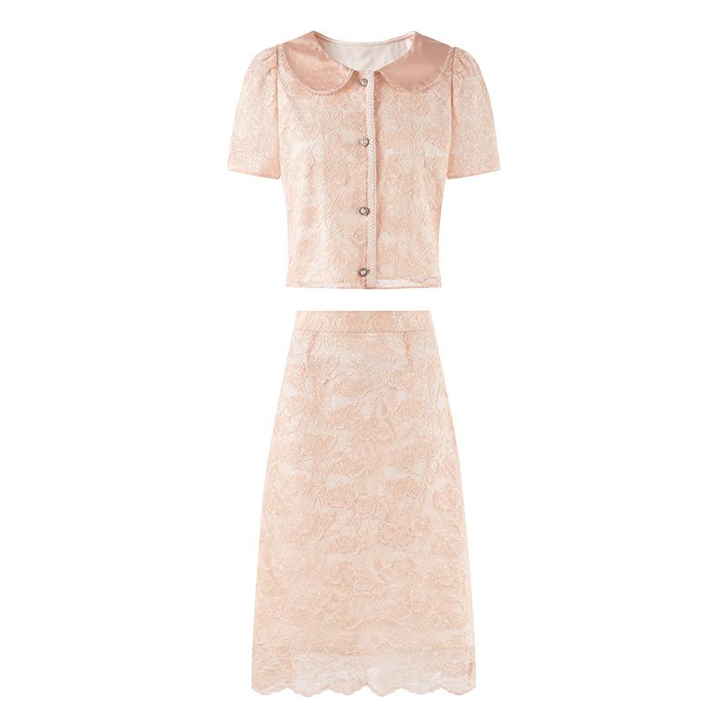 Sweet Gentle Style Doll Collar Lace Two-Piece Set