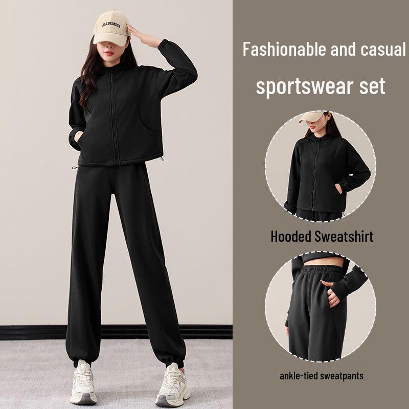 

Women s 2024 Air Cotton Tracksuit Set - Autumn/Winter, Loose-Fit Jacket & Slimming Casual Pants Extra Large