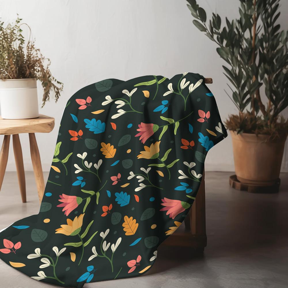 Cute Cartoon Floral Pattern Blanket for Kids Teens Adults Sofa Bed Decorative Throw Soft Warm Blanket