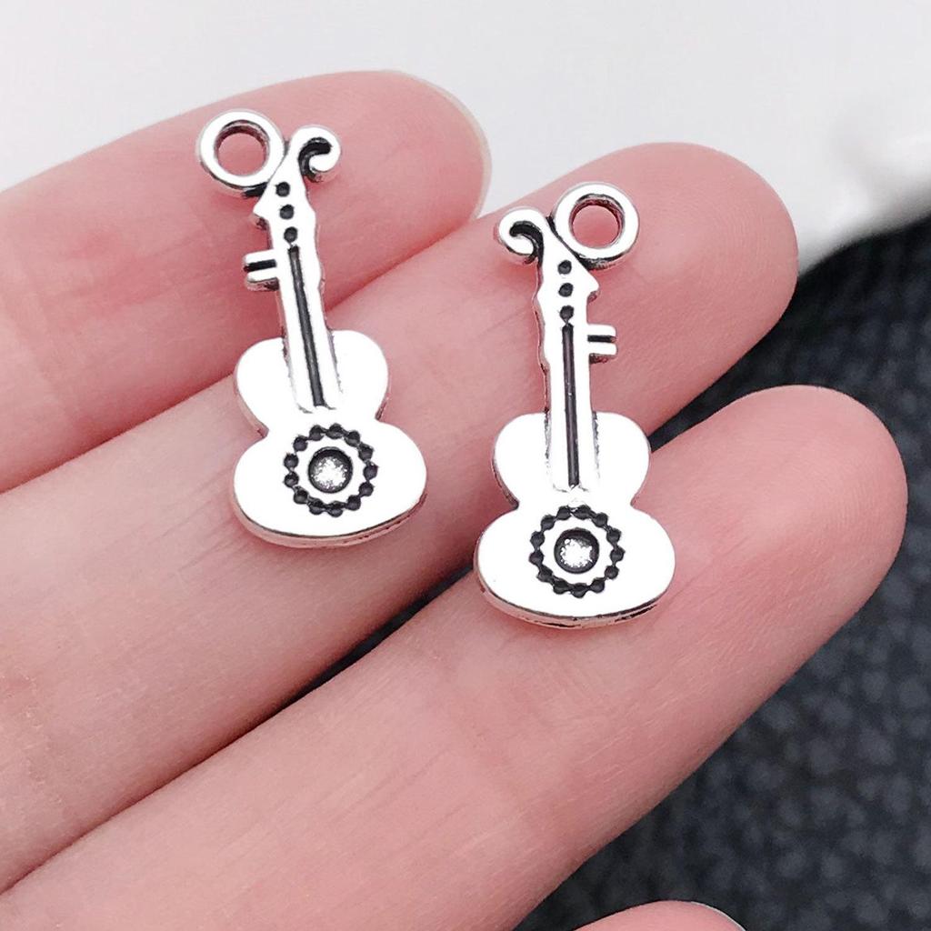 Mixed 30-Piece Musical Instrument Alloy Pendant Set with Guitar, Notes, and Mini Music Jewelry Accessories