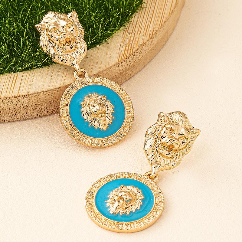 

Lion Head Earrings - Multi-color Drip Oil Fashion, Classic European & American Style Jewelry