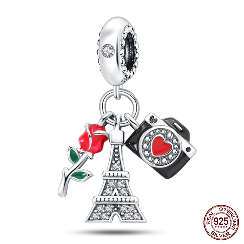 Copper Red Color Collection Heart Shape Charm Bead Charms Bead Charms Suitcase Pendant Compatible With Authentic Bracelets Lucky Jewellery Gifts