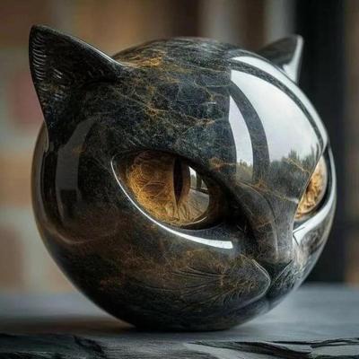 Halloween Svart Katt Stenfigur Skulptur Textur Kattsten Harts Prydnad Kattstaty Hem Kontor Bokhylla Dekor Hantverk