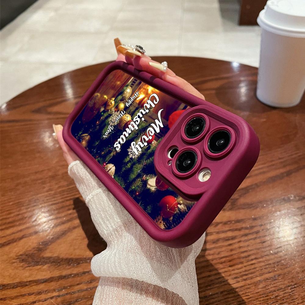 N114 Merry Christmas Desig Art Happy New Year Soft Angel Eyes Phone Cases for iPhone 16 15 14 13 11 Pro Max 8 7 6s Plus 12 XR XS Max Shockproof Cover