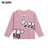 M.Latin Kids' Striped Print Contrast Collar Long-Sleeve T-Shirt