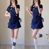 Amerikanisches Retro Colorblock Preppy Polo-Kragen Slim Fit Sommerkleid