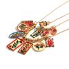 Retro Floral Oil Painting Enamel Necklace with Multi-layer Design