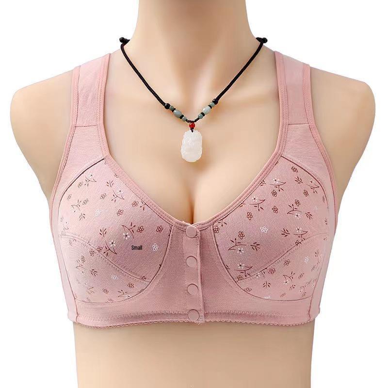 Wire-Free Front Closure Cotton Bras for Middle-aged & Elderly Moms - Plus Size Vest Style