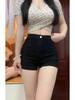 Women's High Waist Black Butt-Lifting Bodycon Jean Shorts - Summer 2025 Collection