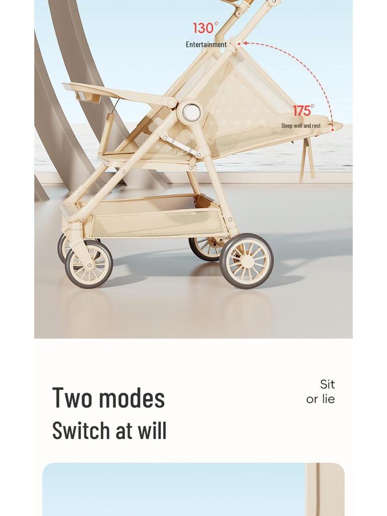 Lightweight & Portable Baby Stroller: Reclining, Four-Wheel for Ages 0-5