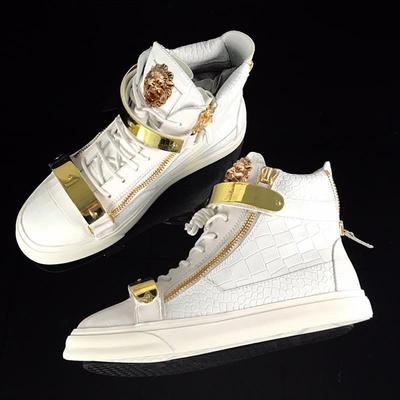 Women's Shoes High-top Boots Genuine Leather Crocodile Print Couple Double-buckle Casual Board Shoes, Men's Shoes