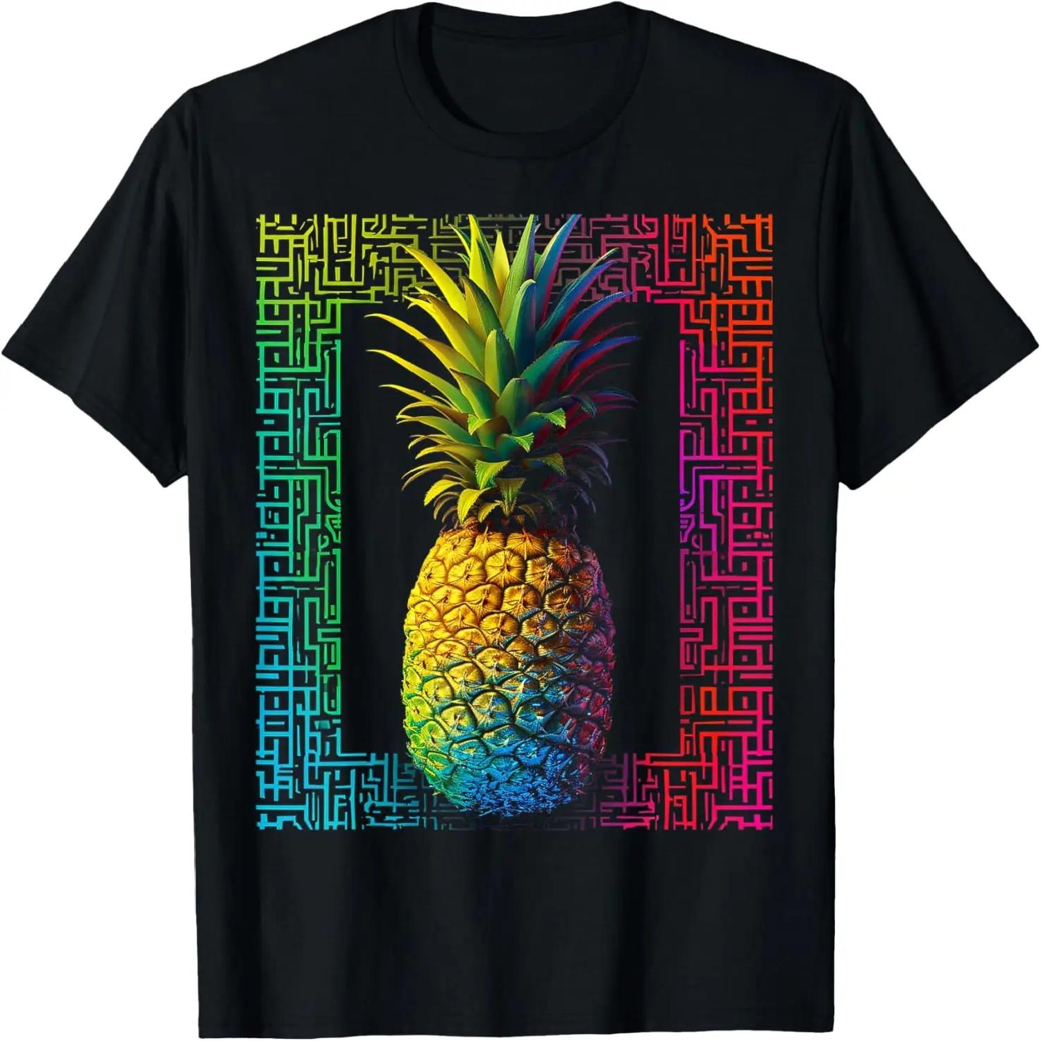 Pineapple Colorful Mandala Fruit Art Graphic Motif T-Shirt XXXXL