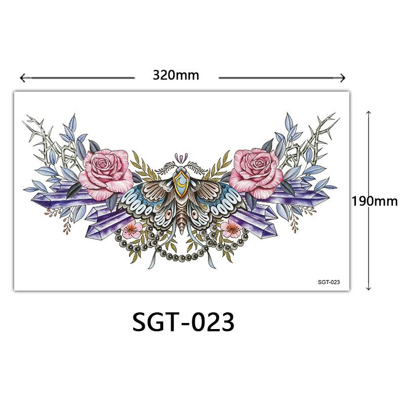 Flower Chest Tattoo Sticker, Chest Tattoo Sticker, Color Half Nail Large Picture Tattoo Sticker