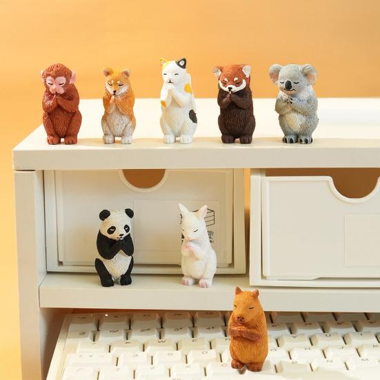 Clasp Hands Animal Statue Simulation Panda Rabbit Capybara Koala Dog Cat Monkey Ornament Resin Sculpture Decoration Ornament