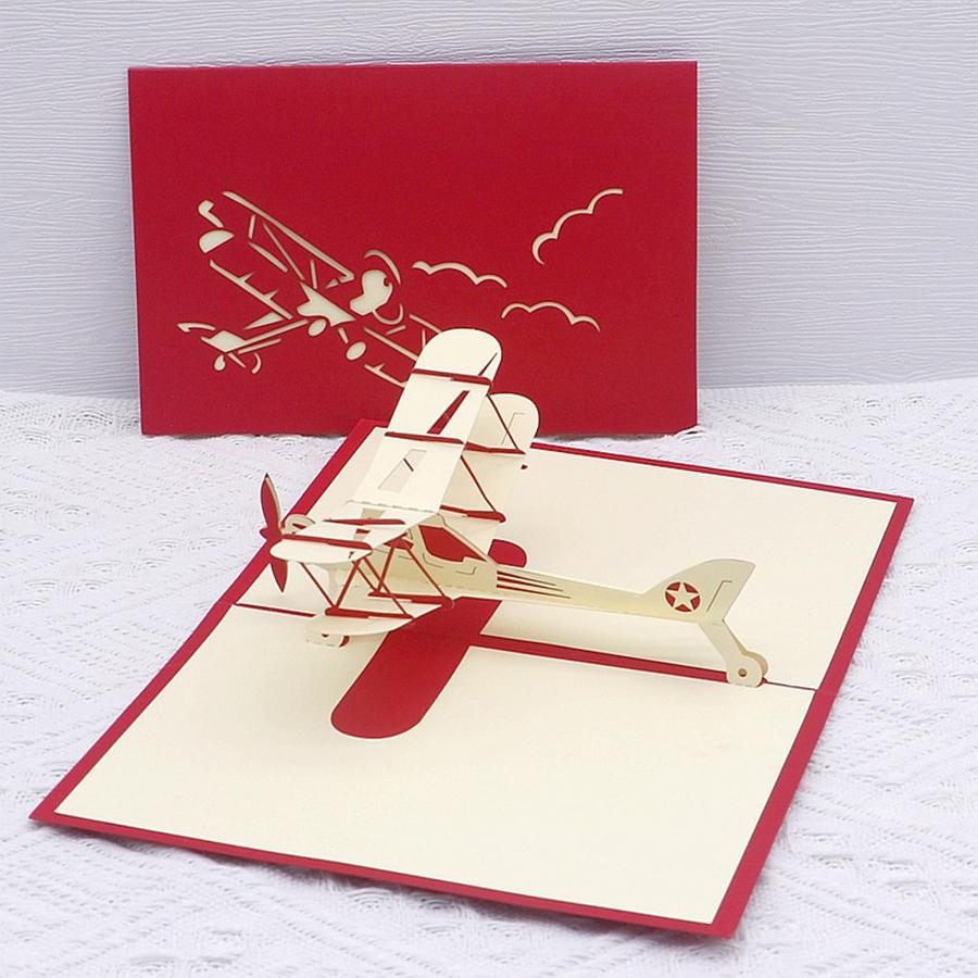 2 Colors Available Foldable Airplane Greeting Card Creative Aviation Enthusiasts Aircraft Helicopter Cultural Greeting Cards
