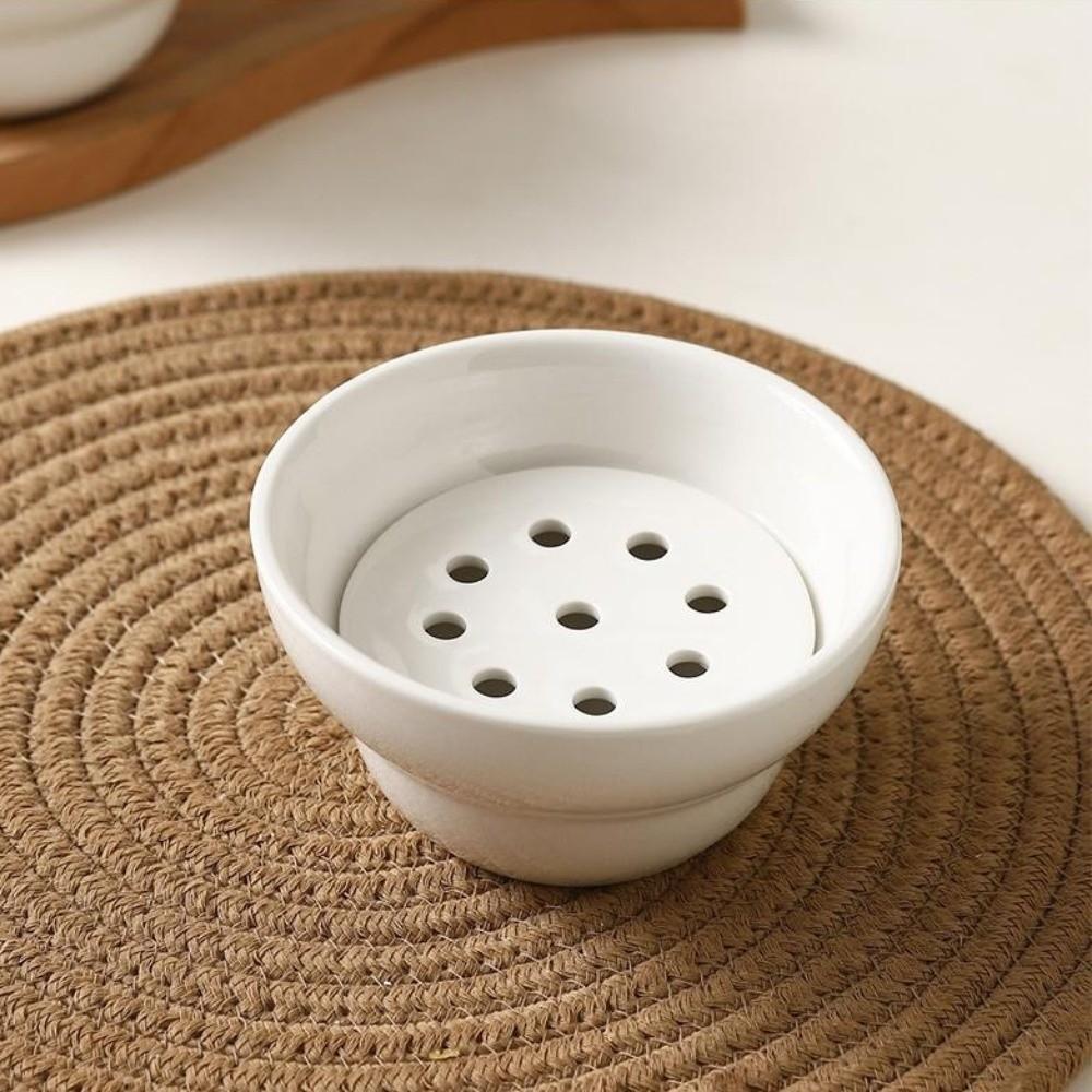 Ceramic Dipping Sauce Bowl Creative Double-layer Filter Soup Bowl Hot Pot Drip Oil Bowl  Home