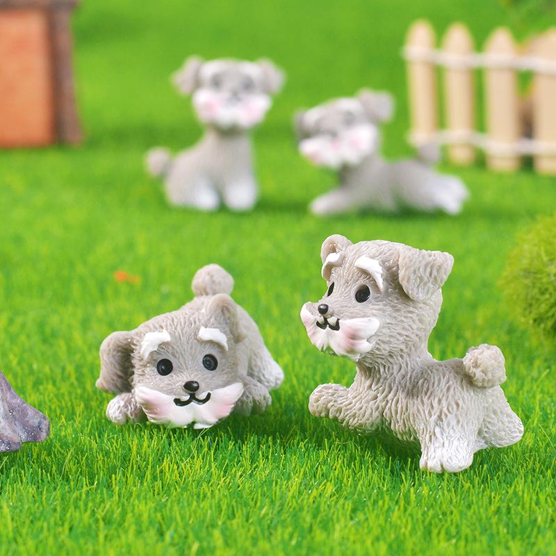 Cute Schnauzer Micro-landscape Potted Plant Ornaments and Puppy Decorative Accessories