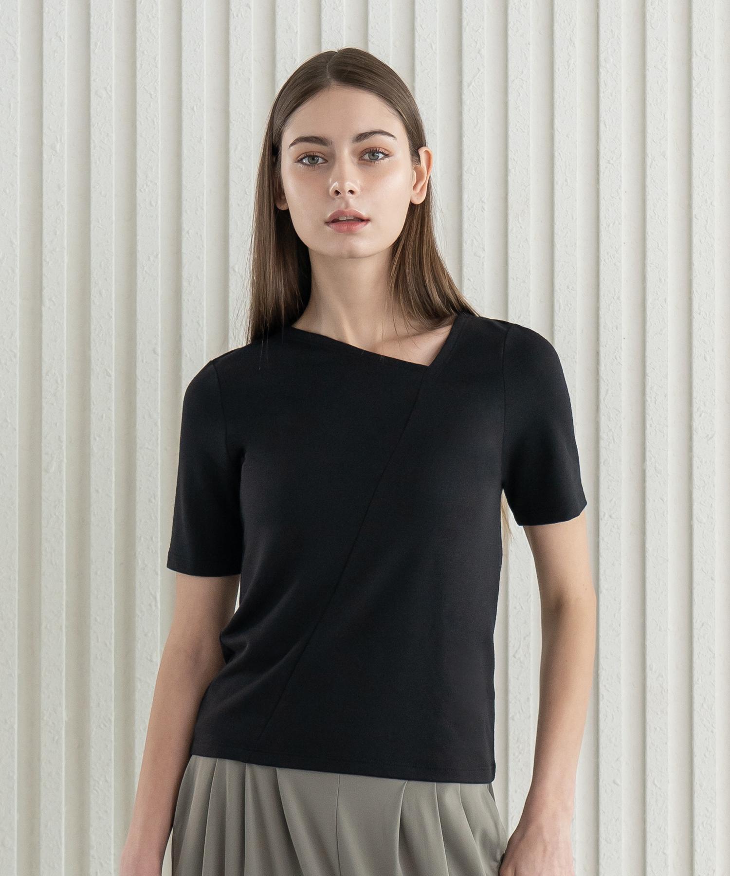 Formative (Fm40522) Asymmetrical Neck Short Sleeve_New Black L