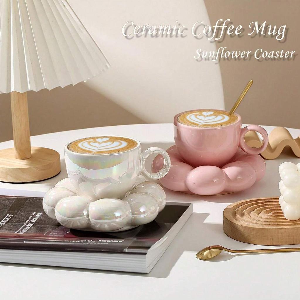 Ceramic Mug Cute Cloud Decorative Plate Coffee Cup Set Creative Ceramic Cup Gift  Modern Living Room Home Decoration