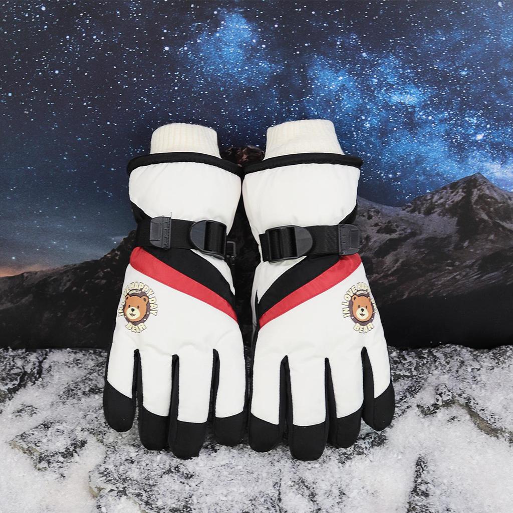 Kids' Cartoon Ski Gloves: Non-Slip, Fleece-Lined, Waterproof, Windproof, Coldproof for Winter Cycling and Snow Play.