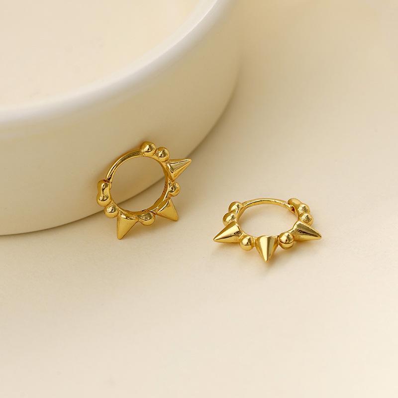Banyan Tree S925 Silver Punk Hip-Hop Zircon Pointed Hoop Earrings for Women