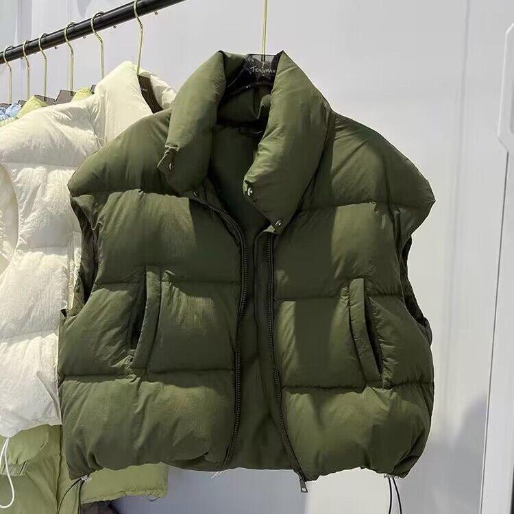 

Пуховый хлопковый жилет женский осенне-зимний новый корейская версия свободный хлопковый жилет однотонный жилет куртка XL