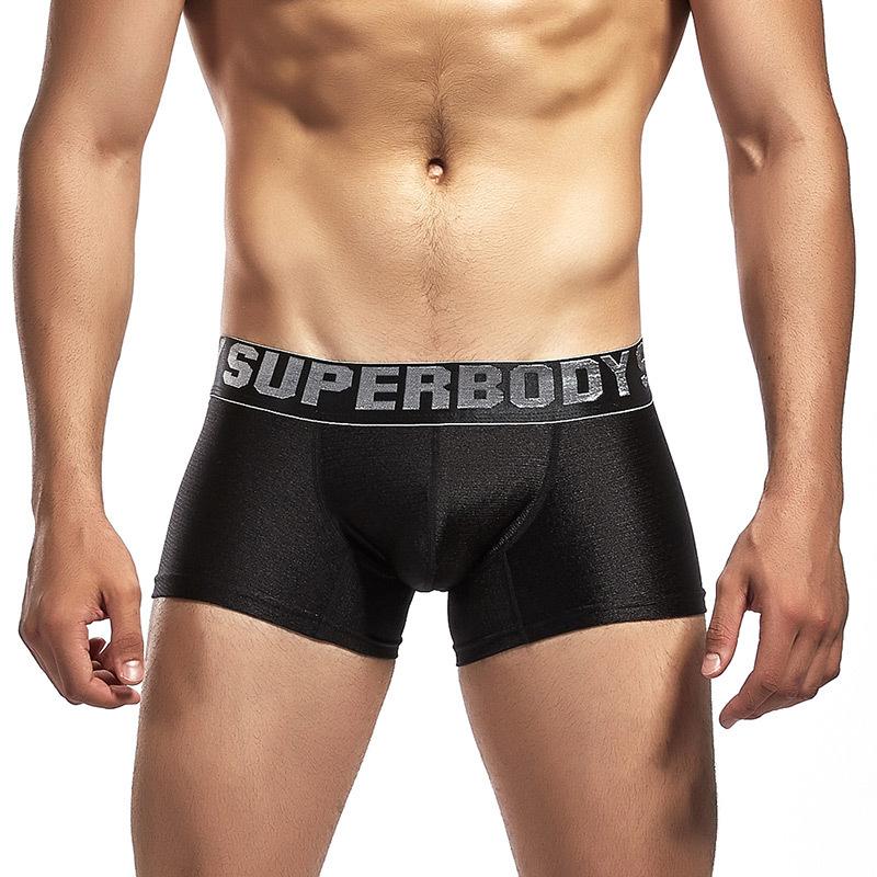 Superbody Men's slippery nylon close-fitting soft boxers Fashion personality, tight boxers