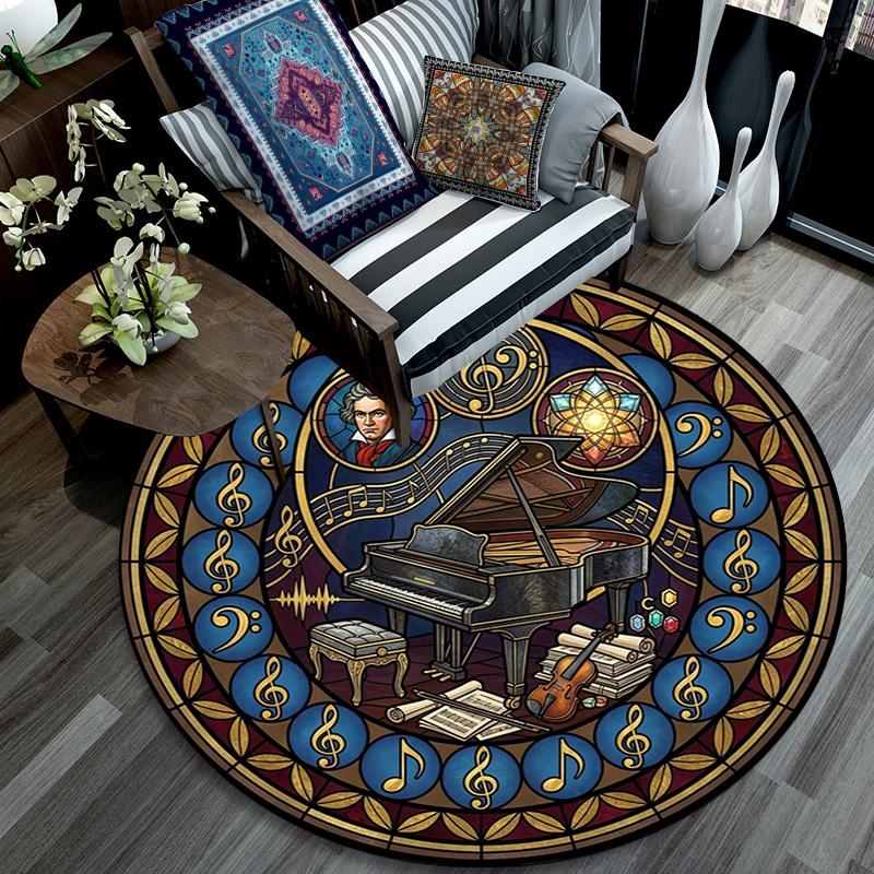 Harmonious Musical Harmony Round Area Rug Under Office Chairs Bedroom Living Room Home Decor