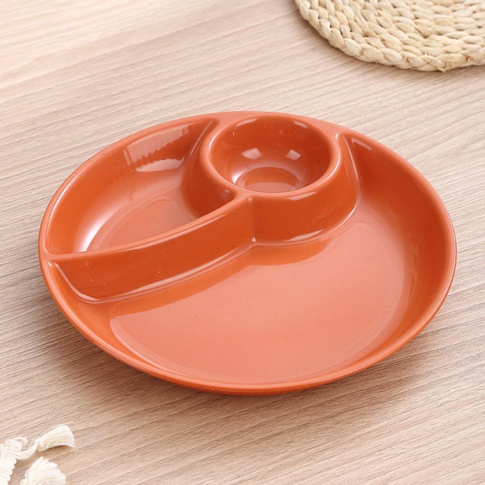 2pcs Household Round Food Plate Microwavable Thickened Divided Dinner Plate Plastic Fruit Serving Tray Salad