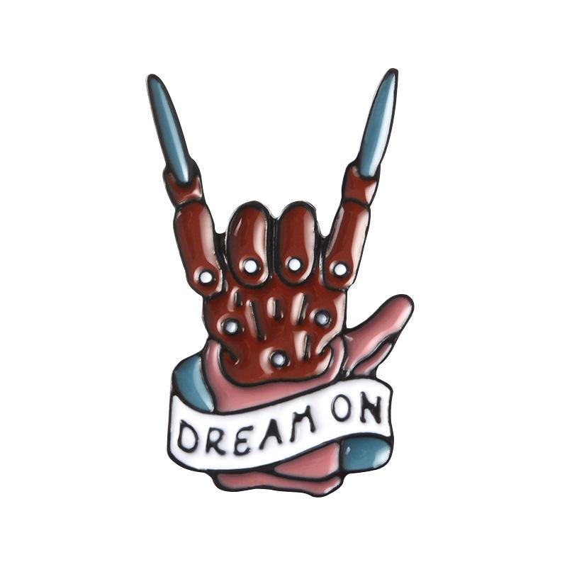 Skull DREAMON Gesture Punk Style Enamel Brooch - Trendy Fashionable Accessory
