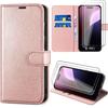Wallet Case - E.F.CONNECTION - iPhone 16 Pro - PU Leather - Pink - 2 Tempered Glasses
