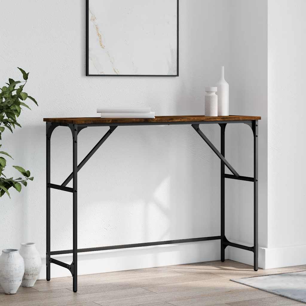 Console Table Smoked Oak 100x32x75 cm Wood Based Panel