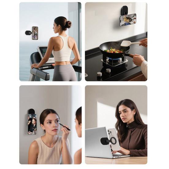 Mobile Phone Holder 3-in-1 Magnetic Stand with Suction Cup And Hook Foldable 360 Degrees Rotatable Phone Holder for Car Gym