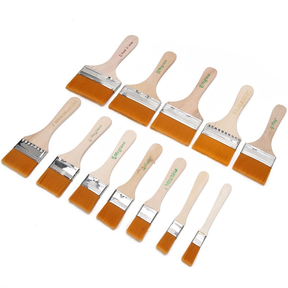 12PCS Nylon Hair Wall Painting Brushes Art Oil Painting Brushes Handcraft color filling