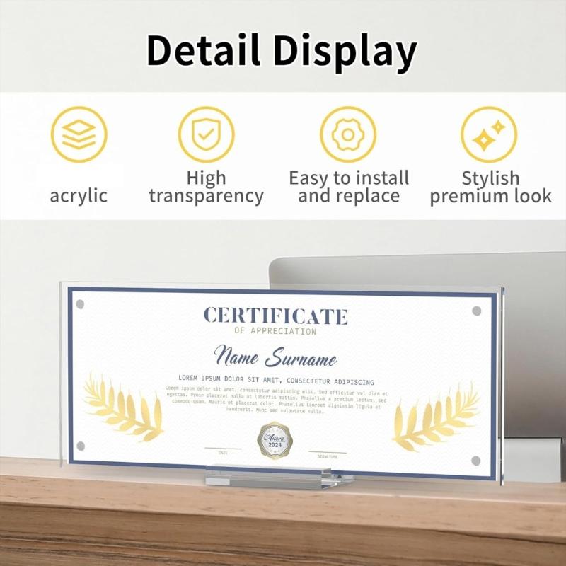 Modern Simple Acrylic Photo Frame Magnetic Closure Easy Access Display Case For Money Artwork Certificates