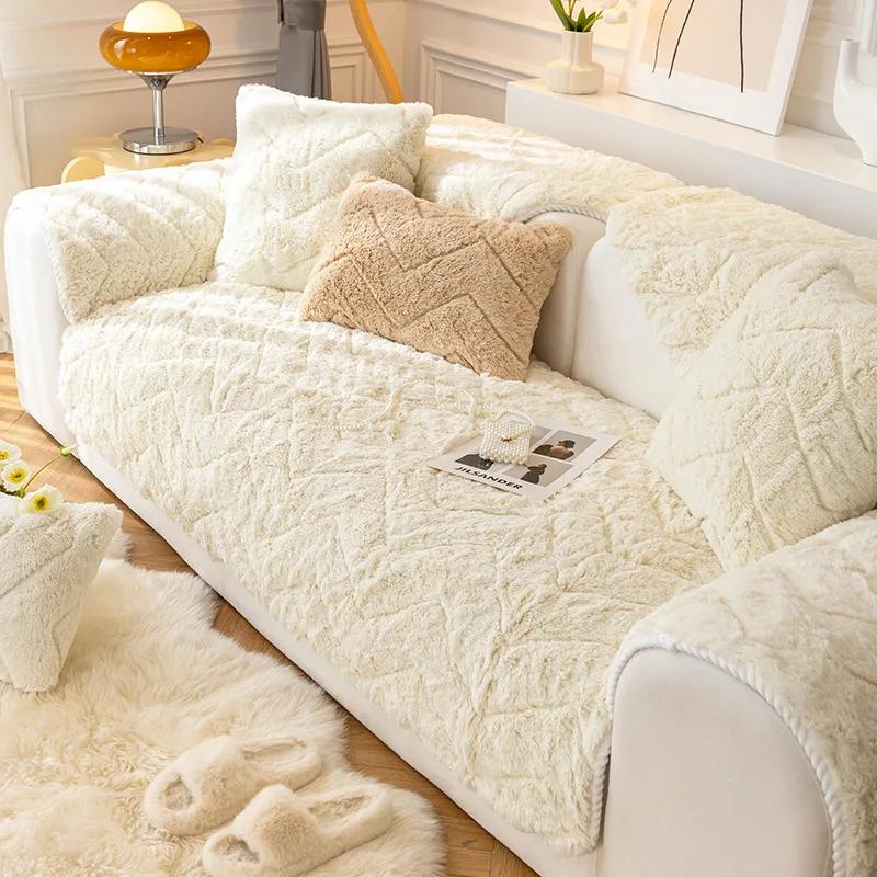 Winter Thick Plush Sofa Cushion Non-slip Keep warm Couch Cushion Covers Universal Sofa Towel Fabric for Living Room Carpet Chair