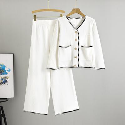 Spring Women Temperament Fashion Knitted Jumper Cardigan Casual Two-piece Set